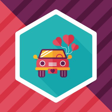 Düğün araba düz simgesi ile uzun gölge, eps10