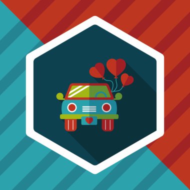 Düğün araba düz simgesi ile uzun gölge, eps10