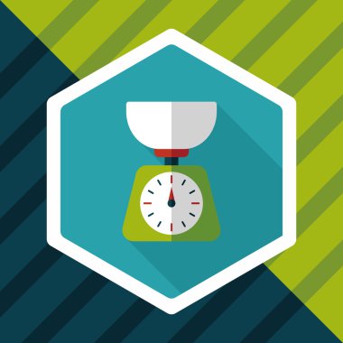 Uzun Gölge, eps10 ile mutfak eşyaları ağırlık ölçek düz simgesi