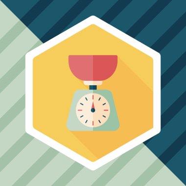 Uzun Gölge, eps10 ile mutfak eşyaları ağırlık ölçek düz simgesi