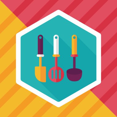 Uzun Gölge, eps10 ile mutfak eşyaları spatula düz simgesi