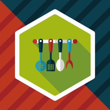 Uzun Gölge, eps10 ile mutfak eşyaları spatula düz simgesi