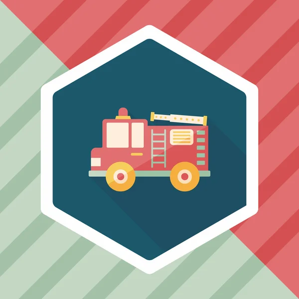 Vervoer Fire truck platte pictogram met lange schaduw, eps10 — Stockvector