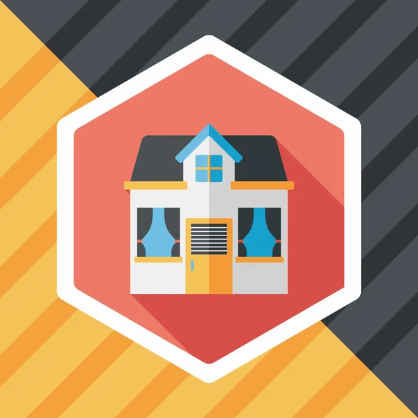 Building house flat icon with long shadow, eps10 — стоковый вектор