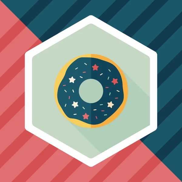 Donut icono plano con sombra larga, eps10 — Vector de stock