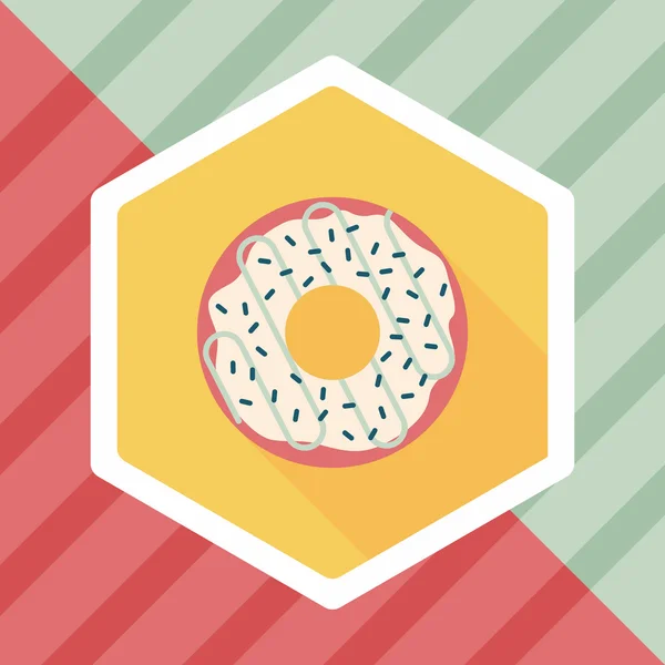 Donut flache Ikone mit langem Schatten, Eps10 — Stockvektor