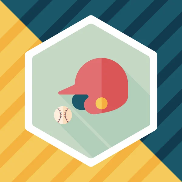 Baseballhelm flache Ikone mit langem Schatten, Eps10 — Stockvektor