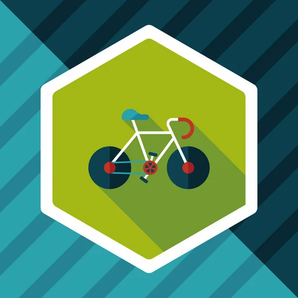 Icône plate vélo avec ombre longue, eps10 — Image vectorielle