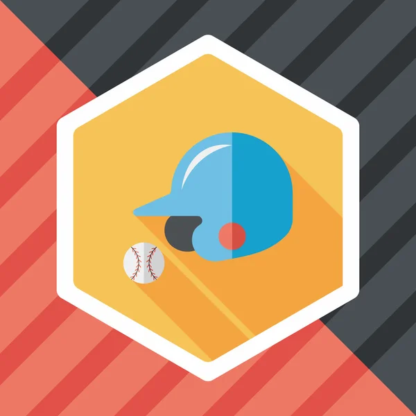 Baseball helmet flat icon with long shadow,eps10 — Stock Vector