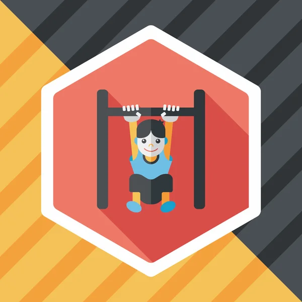 Boy hanging horizontal bar flat icon with long shadow,eps10 — Stock Illustration Boy hanging horizontal bar flat icon with long shadow,eps10 Royalty Free Stock Vectors
