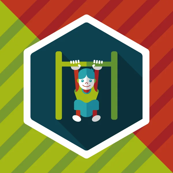 Boy hanging horizontal bar flat icon with long shadow,eps10 — Stock Illustration Boy hanging horizontal bar flat icon with long shadow,eps10 Stock Vector