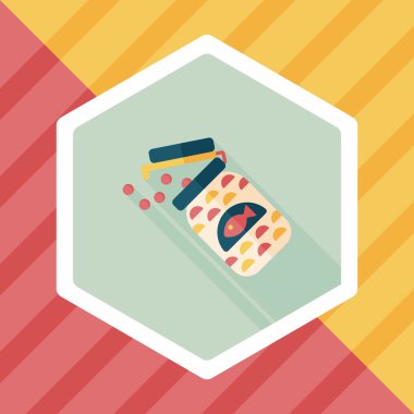 Uzun Gölge, eps10 düz simgesiyle beslemek evde beslenen hayvan balık