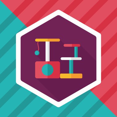 Evde beslenen hayvan kedi ağaç uzun gölge, eps10 düz simgesiyle