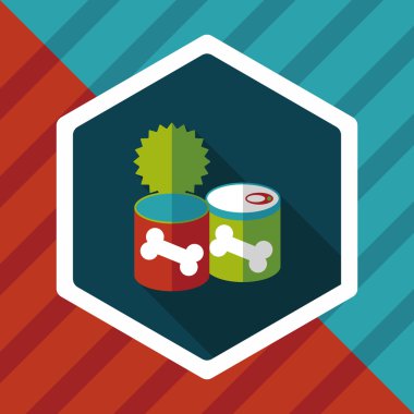 Evde beslenen hayvan köpek maması can düz uzun gölge, eps10 simgesi