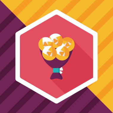 Sevgililer Günü çiçekleri uzun gölgeli düz ikon, eps10