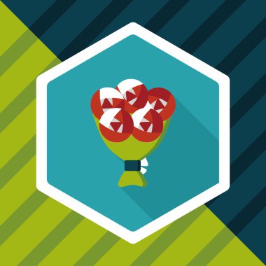 Sevgililer Günü çiçekleri uzun gölgeli düz ikon, eps10