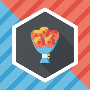 Sevgililer Günü çiçekleri uzun gölgeli düz ikon, eps10