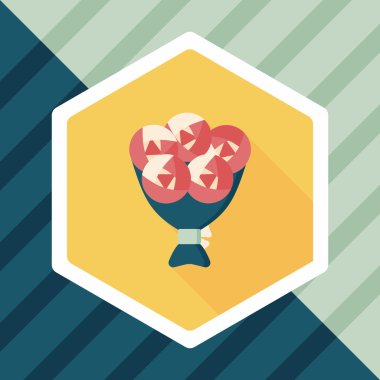 Sevgililer Günü çiçekleri uzun gölgeli düz ikon, eps10