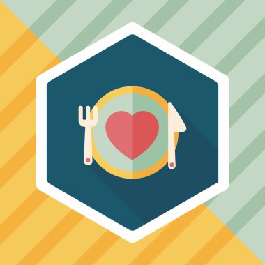 Sevgililer günü uzun gölge, eps10 düz simgesiyle