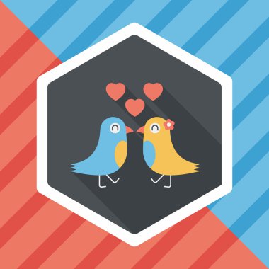 Sevgililer sevgilisi kuş düz simgesi ile uzun gölge, eps10