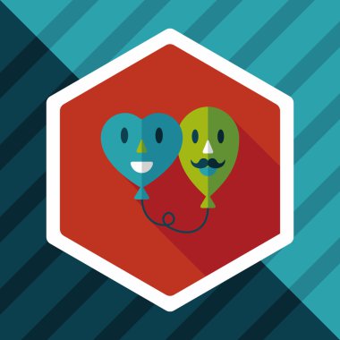 Uzun Gölge, eps10 ile Sevgililer günü ballons düz simgesi