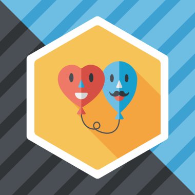 Uzun Gölge, eps10 ile Sevgililer günü ballons düz simgesi