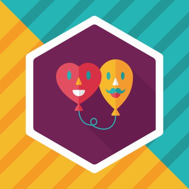 Uzun Gölge, eps10 ile Sevgililer günü ballons düz simgesi