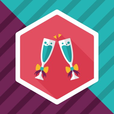 Uzun Gölge, eps10 ile Sevgililer günü şampanya düz simgesi