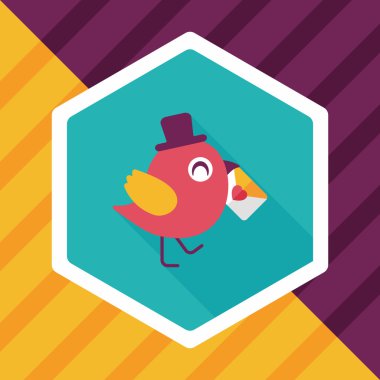 Sevgililer sevgilisi kuş düz simgesi ile uzun gölge, eps10