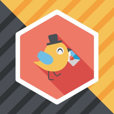 Sevgililer sevgilisi kuş düz simgesi ile uzun gölge, eps10