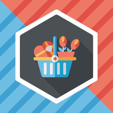 Sevgililer günü hediyesi kova düz simgesiyle uzun gölge, eps10