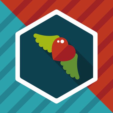 Sevgililer günü aşk kalp düz simgesi ile uzun gölge, eps10