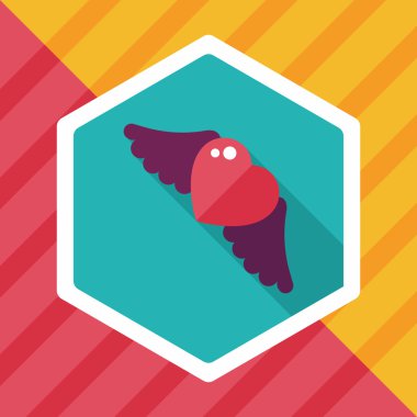 Sevgililer günü aşk kalp düz simgesi ile uzun gölge, eps10