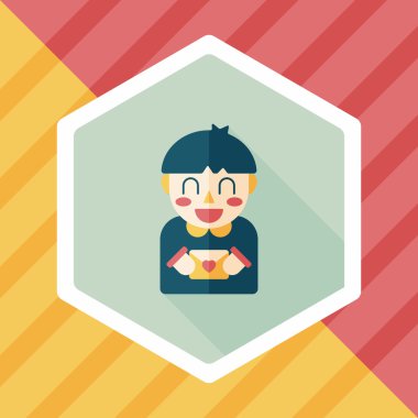 Uzun Gölge, eps10 ile Sevgililer günü çocuk düz simgesi