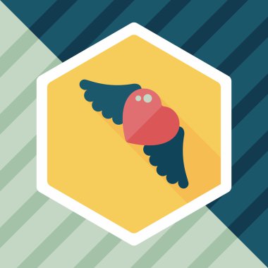 Sevgililer günü aşk kalp düz simgesi ile uzun gölge, eps10