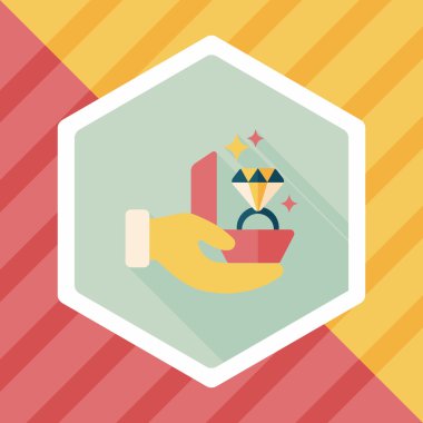 Elmas yüzük düz simgesi ile uzun gölge, eps10 teklif