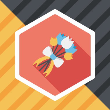 Düğün Çiçek düz simgesi ile uzun gölge, eps10