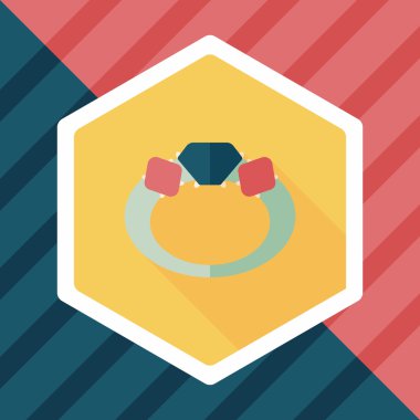 Elmas yüzük düz simgesi ile uzun gölge, eps10 teklif