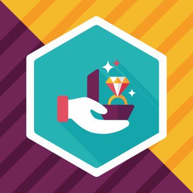 Elmas yüzük düz simgesi ile uzun gölge, eps10 teklif