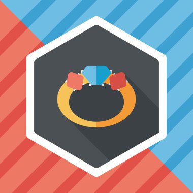 Elmas yüzük düz simgesi ile uzun gölge, eps10 teklif