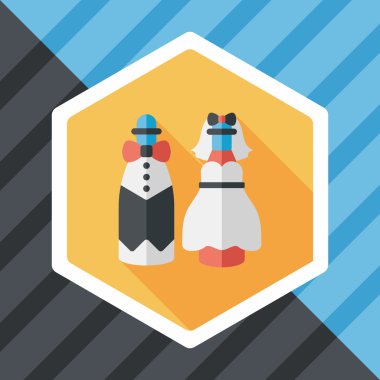 Düğün Çift düz simgesi ile uzun gölge, eps10