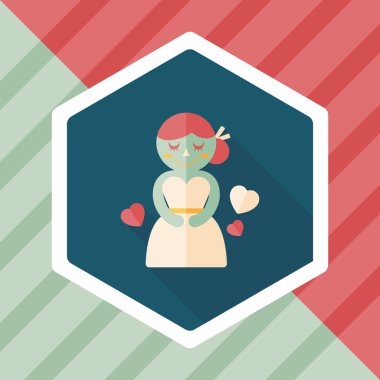 Gelinin düz ikonu, uzun gölgeli, eps10