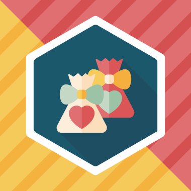 Düğün hediye düz simgesi ile uzun gölge, eps10