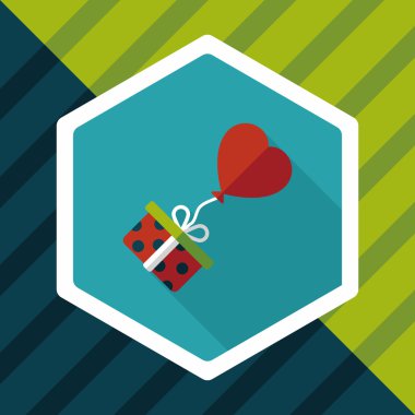 Düğün hediye düz simgesi ile uzun gölge, eps10