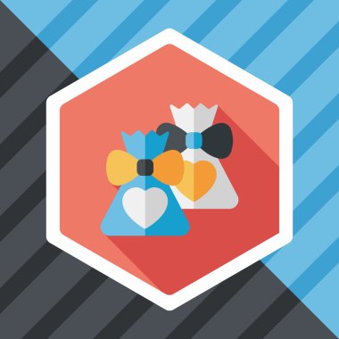 Düğün hediye düz simgesi ile uzun gölge, eps10