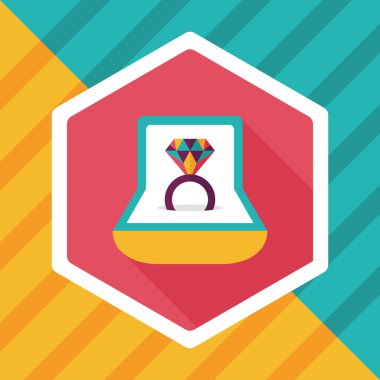 Elmas yüzük düz simgesi ile uzun gölge, eps10 teklif