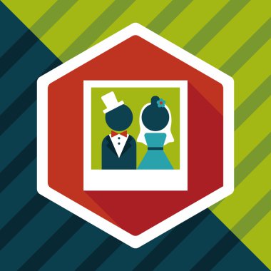 Düğün Fotoğraf düz simgesi ile uzun gölge, eps10