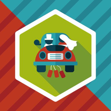 Düğün Çift düz simgesi ile uzun gölge, eps10