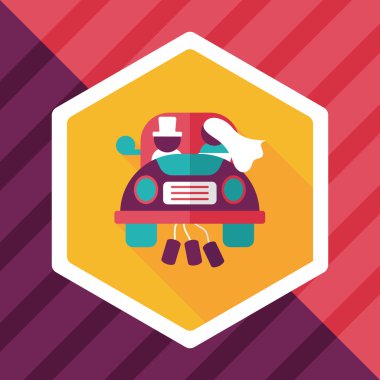 Düğün Çift düz simgesi ile uzun gölge, eps10