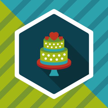 Düğün pastası uzun gölge, eps10 düz simgesiyle